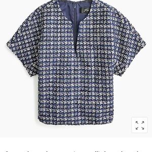 NWT J. Crew Cropped cap-sleeve top in metallic houndstooth